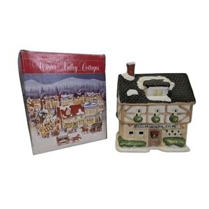 Vtg Winter Valley Cottages Ticket Station Porcelain Christmas Village Train 90s